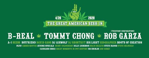 A flyer for a major online gathering this 4/20 features leading entertainers and activists.