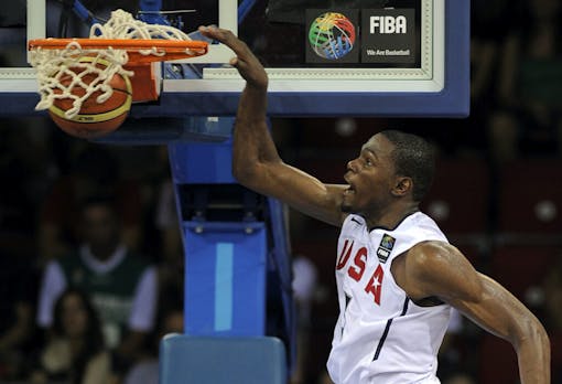 Kevin Durant dunks during the World Basketball Championship.
