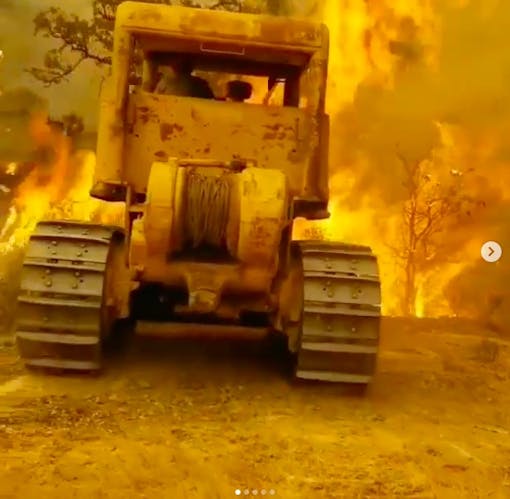 A California resident suffered face burns from radiant heat while defending his home from the SCU Lightning Complex Fire (Courtesy ERB Farms)