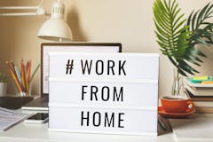 work from home sign on desk