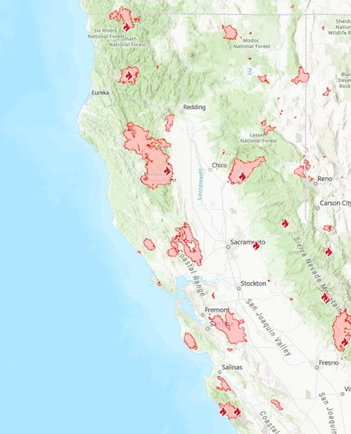 California’s ferocious 2020 fires killed 30, and destroyed record acreage in grow zones from Santa Cruz to the Oregon border. (CalFire, 2020) (CalFire)