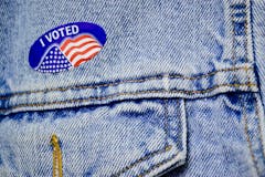 I voted sticker on denim