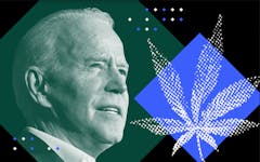 Biden's face next to picture of pot leaf