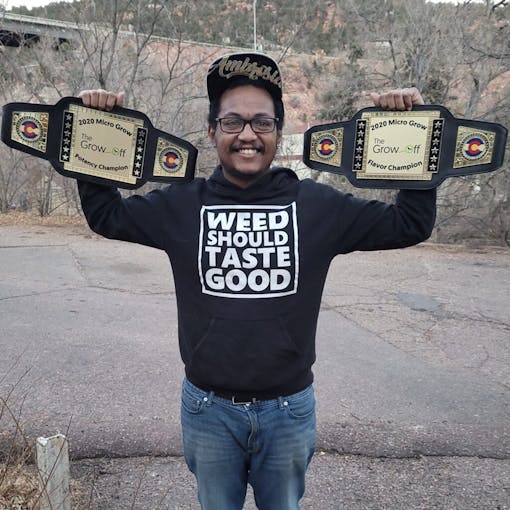 A happy Grow-Off 2020 micro-grow winner. (Courtesy The Grow-Off)