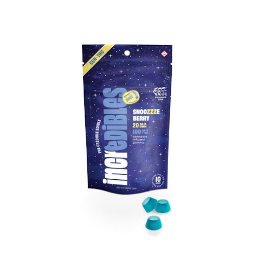 Incredibles’ CBN-infused Snoozzzeberry Gummies (via Leafly)