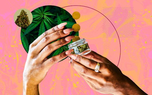 Black female hands holding a jar of weed