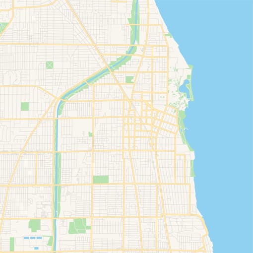 Empty vector map of Evanston, Illinois, USA