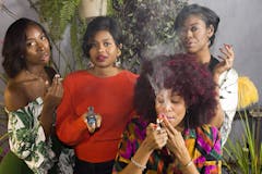 A Cannaclusive stock photo of women of color enjoying cannabis.