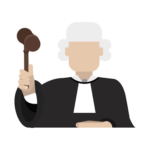 judge wearing white wig and holding gavel