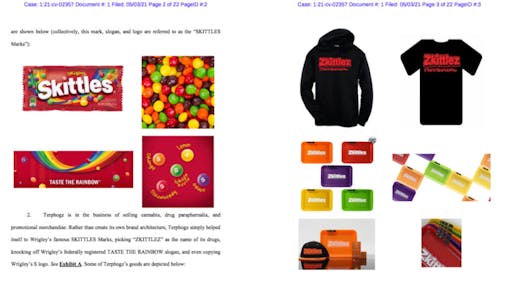 A screengrab of the Wrigley vs Terphogz lawsuit.