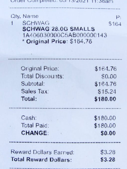We Are Hemp bakes the state excise tax into its price, and only charges local sales tax. The result is a $180 ounce 'out the door'. (David Downs/Leafly)