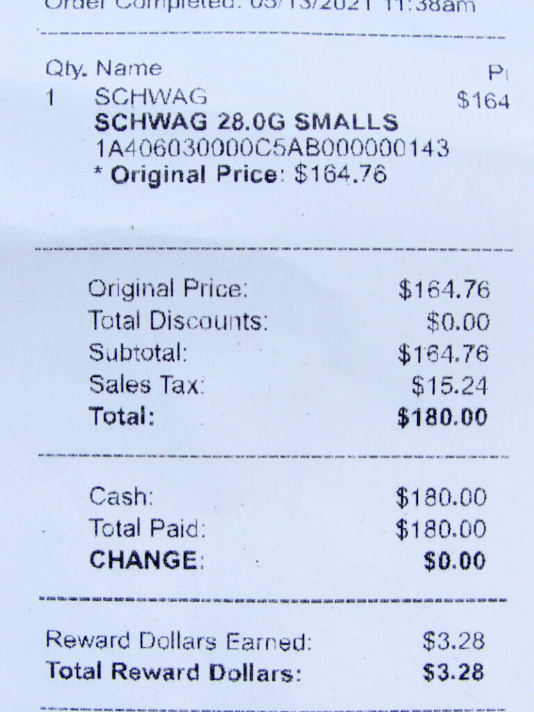 We Are Hemp bakes the state excise tax into its price, and only charges local sales tax. The result is a $180 ounce 'out the door'. (David Downs/Leafly)
