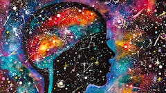 starry background with head-shaped silhouette and galaxy colors