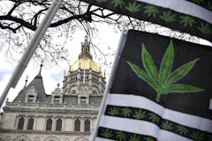 image-of-marijuana-flag-outside-Connecticut-state-capitol