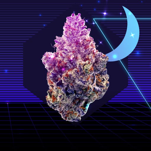 Nug on dark background with a moon