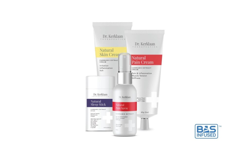 The Dr. Kerklaan Therapeutics topical lineup set against white. (drkerklaan.com) BAS Infused Products (PRNewsfoto/BAS Research)