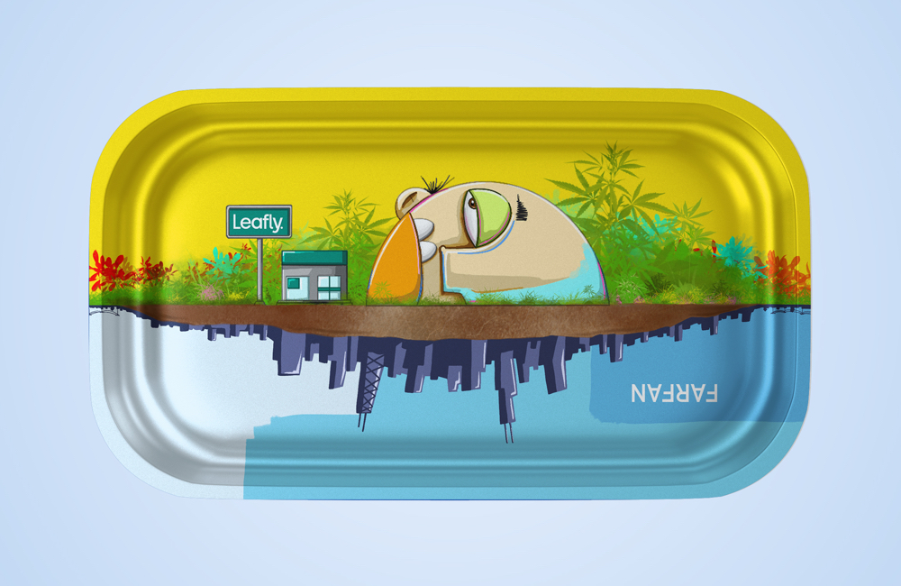 Illinois Leafly rolling tray designed by Sergio Farfan