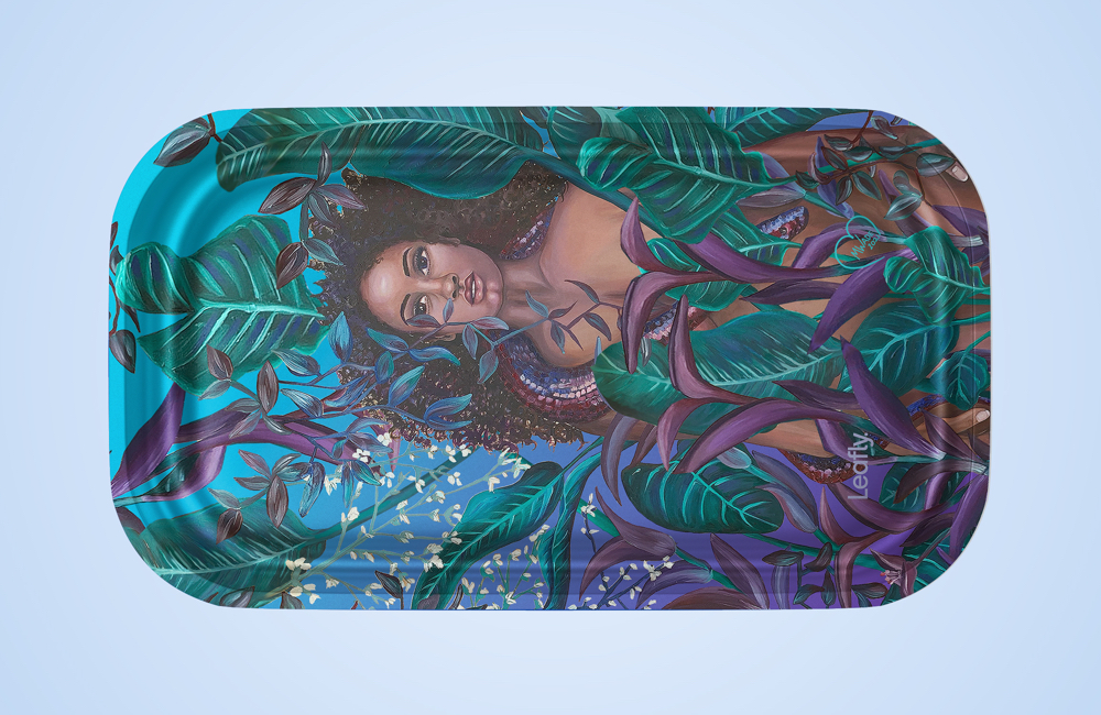 Illinois Leafly rolling tray designed by Martha Wade