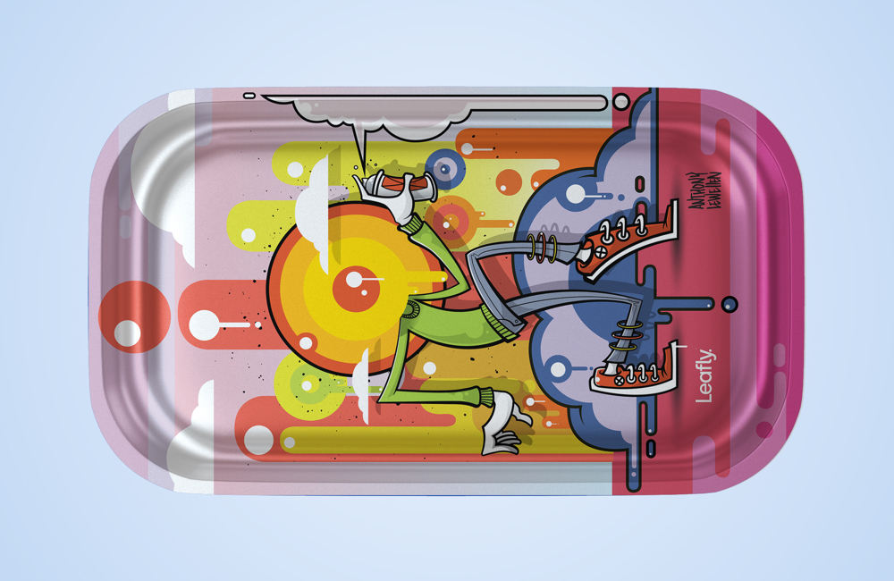 Illinois Leafly rolling tray designed by Anthony Lewellen