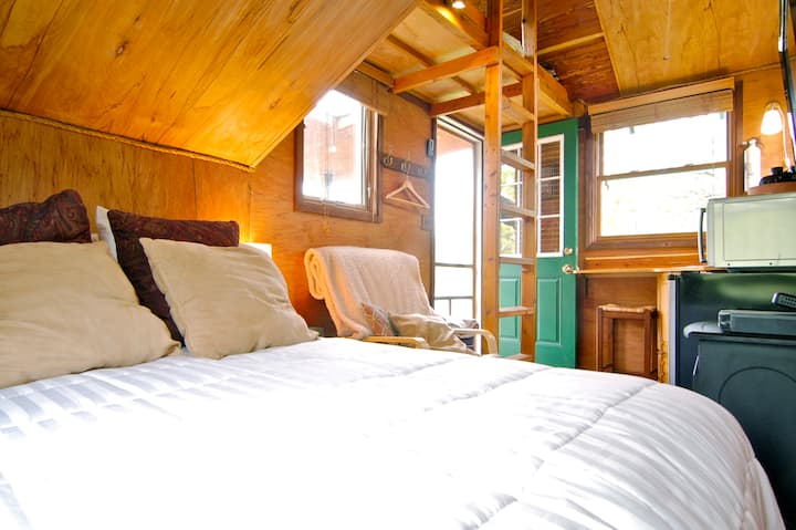 inside-of-treehouse-with-bed-and-ladder