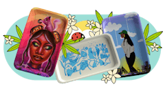 photo of three colorful rolling trays from Massachusetts