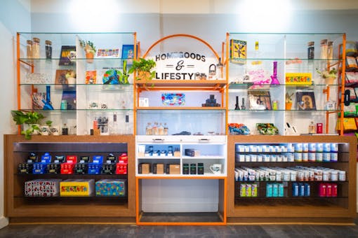Dispensaries are nice now. Act right. Above, the luminous interior of GorillaRX Wellness in California. (Courtesy GorillaRx Wellness)