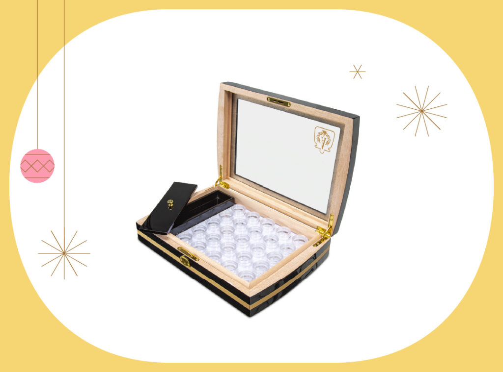 photo of Dabney Apothecarry Case on holiday background