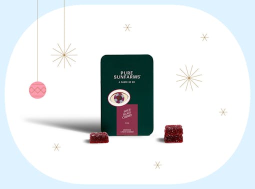 Sour Black Cherry THC Soft Chews edibles by Pure Sunfarms