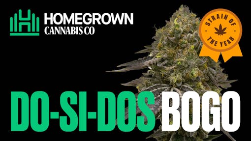 Do-si-dos feminized seeds, buy 8 get 8 free! Leafly’s 2021 Strain of the Year is on BOGO at Homegrown. Why? Because the only thing better than toking Do-si-dos is growing Do-si-dos. Don’t miss this deal!