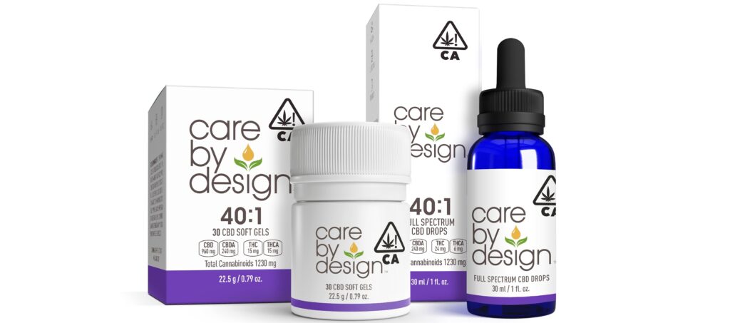 Medizinische Patienten verwenden Produkte wie die in Kalifornien lizenzierte Marke „Care By Design“, die ein bestimmtes CBD:THC-Verhältnis bietet. (Courtesy Care by Design)