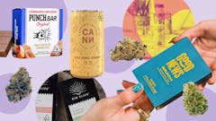 images of legal cannabis products in a collage format
