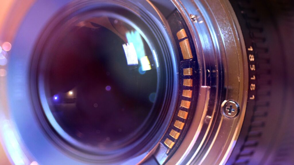 Close up of the camera lens