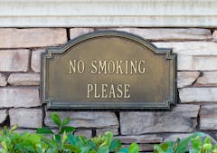 Bronze No Smoking Sing Close Up Set In Stone