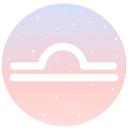 Libra sign on sparkly pink and purple background