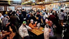 A large crowd seen from an indoor stage at The Lovers Cup in Montana.