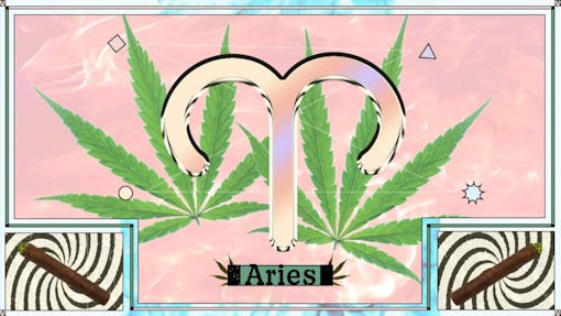 Aries sign on pink background