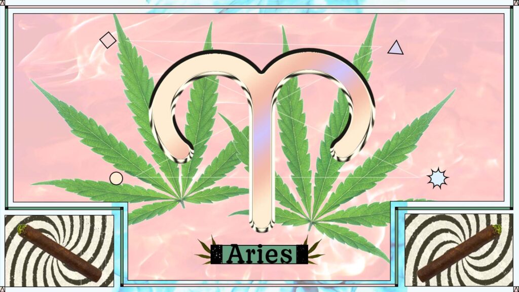 Aries sign on pink background