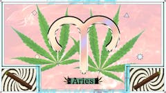 Aries sign on pink background