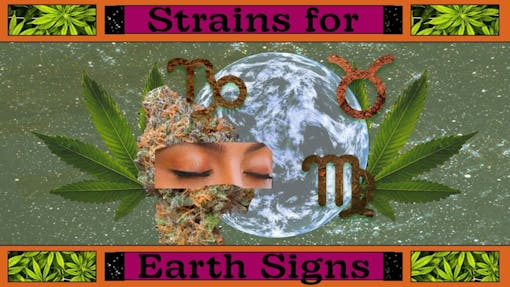 Text reading "strains for earth signs"