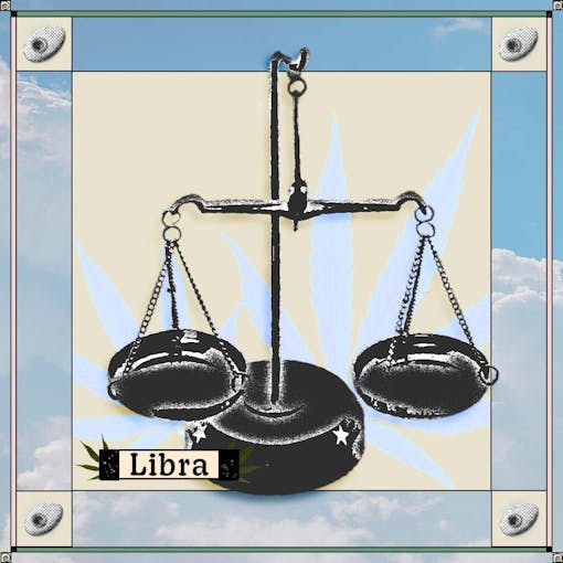 Scales on yellow and blue sky background with pipes in the corners and word