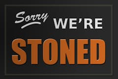Sorry We're Stoned sign illustration - marijuana industry concept
