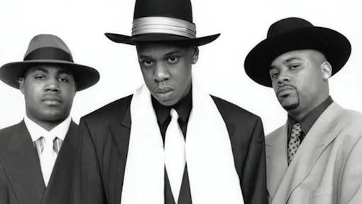 Roc-A-Fella Records co-founders Kareem Biggs Burke, Shawn "JAY-Z" Carter, and Damon Dash.