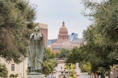 austin capitol dome seen through trees
