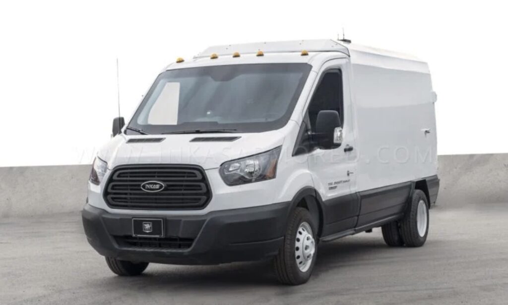 white van on white background