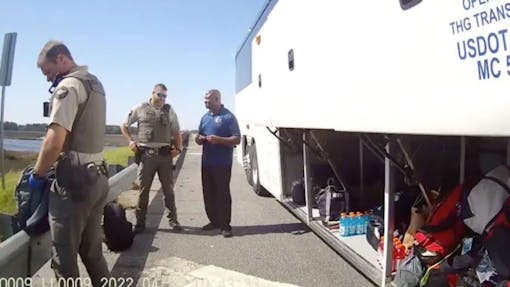 Screenshot of Georgia deputies searching women's lacrosse team for cannabis. (Delaware Online)