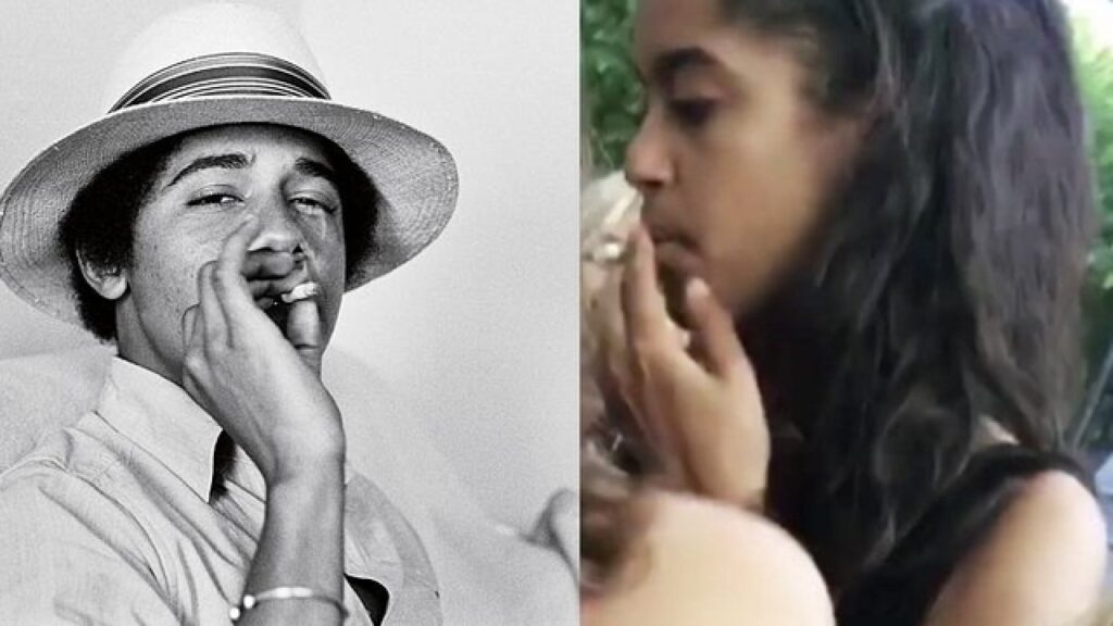 The Obamas enjoy a generational smoking session.