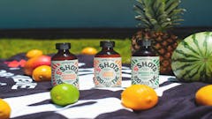 a picnic scene with melons, lemons and K-Zen S*Shot beverages