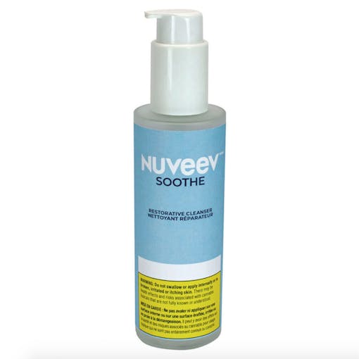 A pump bottle of Nuveev's restorative facial cleanser