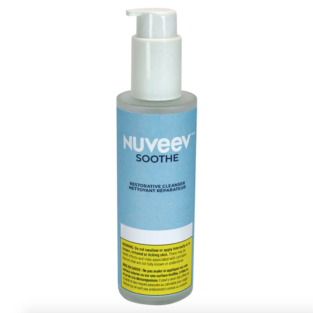 A pump bottle of Nuveev's strengthening facial cleanser