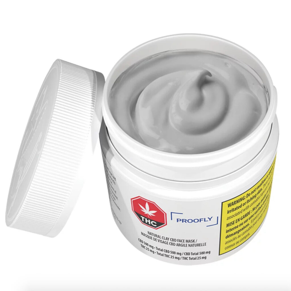 A tin of Proofly's clay-based face mask